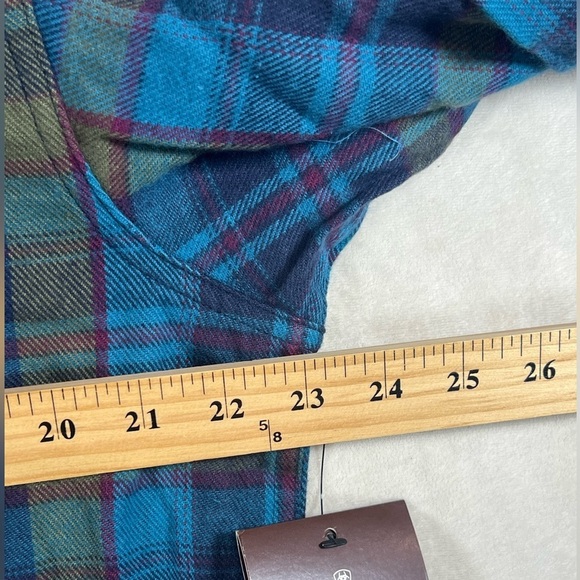 NWT Ariat L Blue Green Casual Retro Fit Plaid Pearl Button Snap Flannel Shirt - Picture 6 of 8